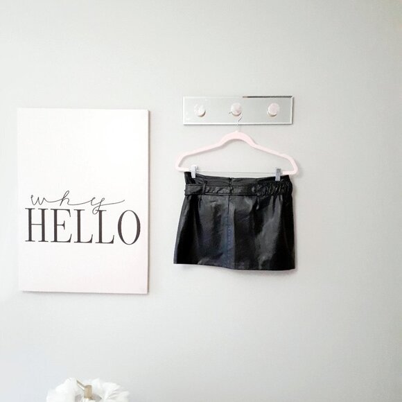 NWOT Zara black belted faux leather mini skirt, M - Picture 11 of 13